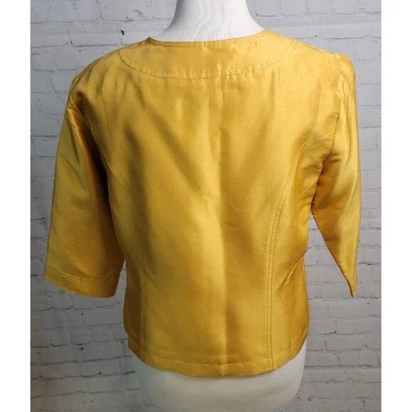 Coldwater Creek Women's Petite 3/4 Sleeve Button Jacket Sz P10 Yellow Old Money - Picture 4 of 7